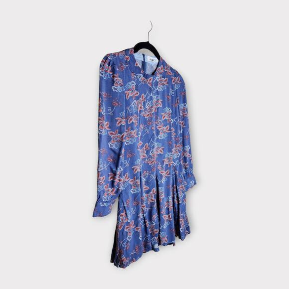 Ryder Blue Red Floral Long Sleeve Romper with Pockets Women's Size Small - Picture 2 of 8